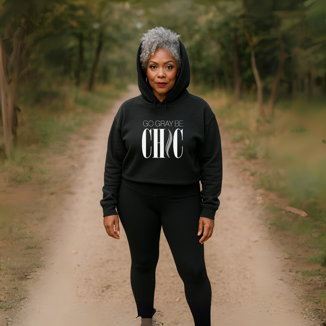 The Go Gray Be CHIC Crop Hoodie