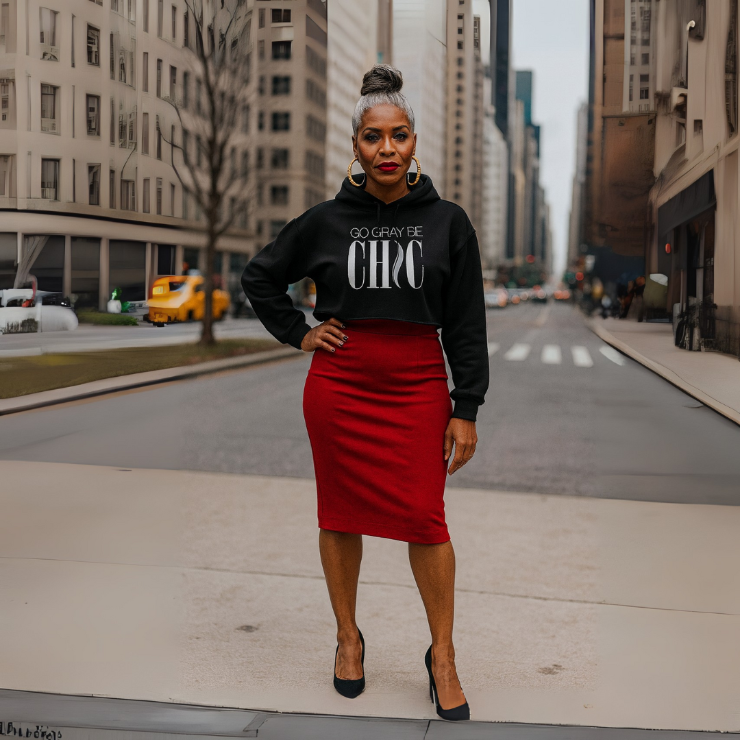 The Go Gray Be CHIC long-sleeve crop top