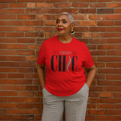 Go Gray Be CHIC black logo colorful Tee