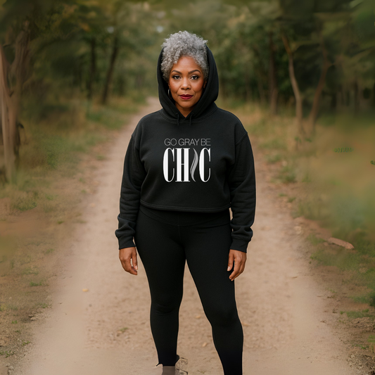 The Go Gray Be CHIC Crop Hoodie